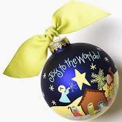 JOY TO THE WORLD ROUND GLASS ORNAMENT