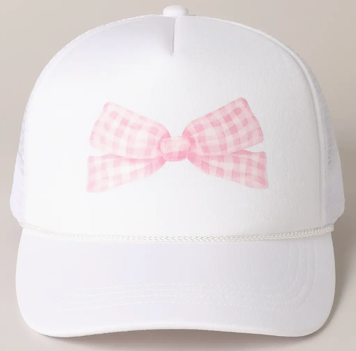 Bow with Checkered Pattern Trucker Hat