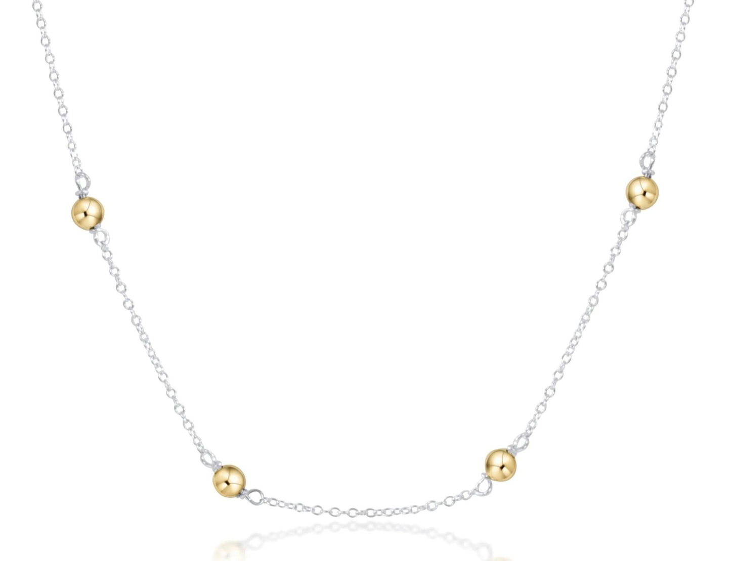 15" Choker Simplicity Chain Sterling Mixed Metal - Classic 4mm Gold