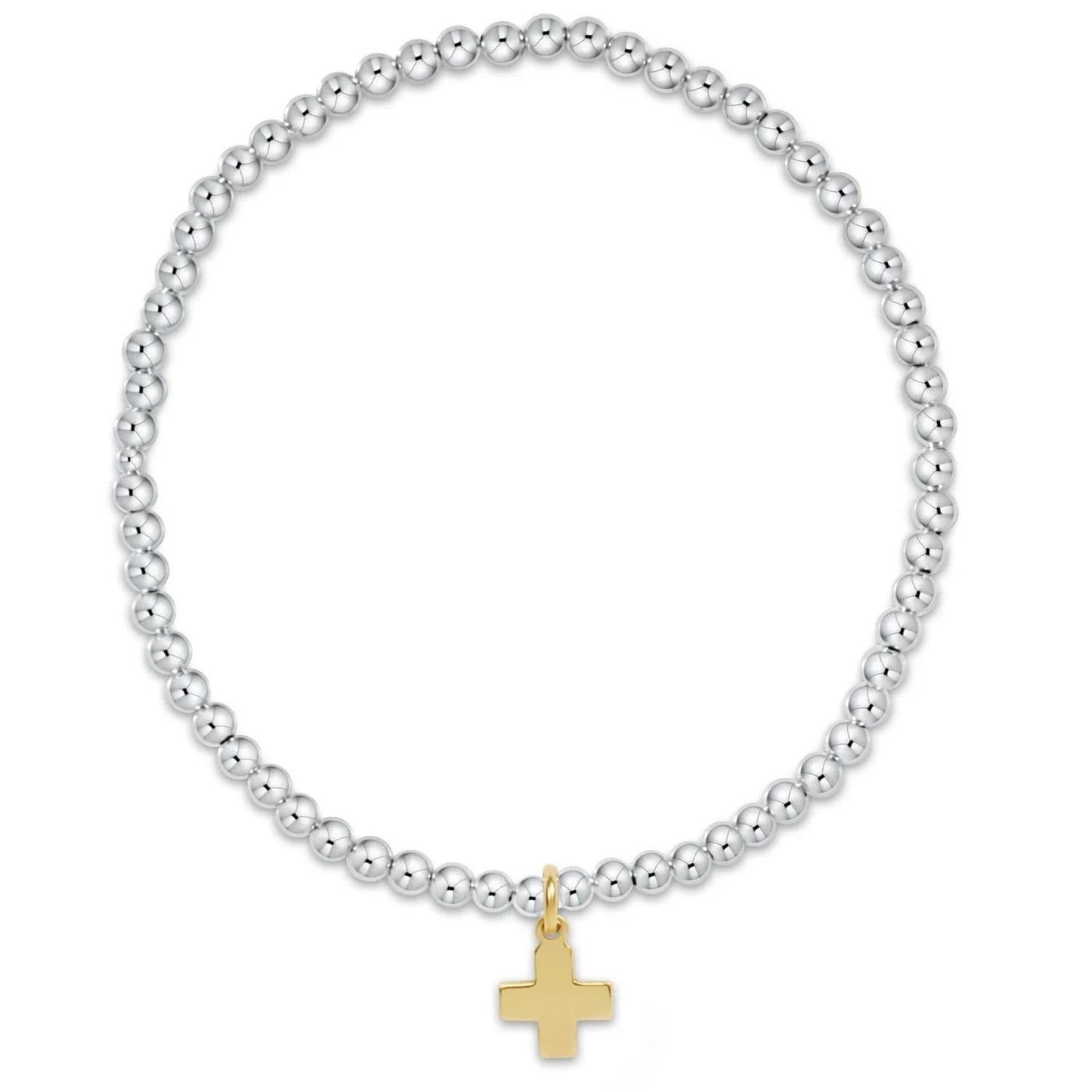 Classic Mixed Metal 3mm Signature Cross Gold Charm