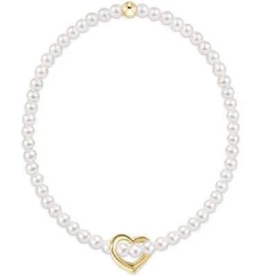 Classic Pearl 3mm Love Gold Charm Bracelet