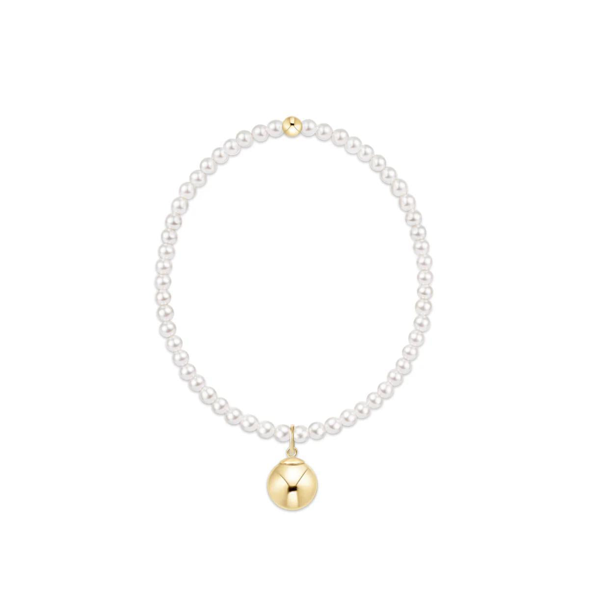 Extends Classic Pearl 3mm Bracelet- Classic Gold 10mm Charm