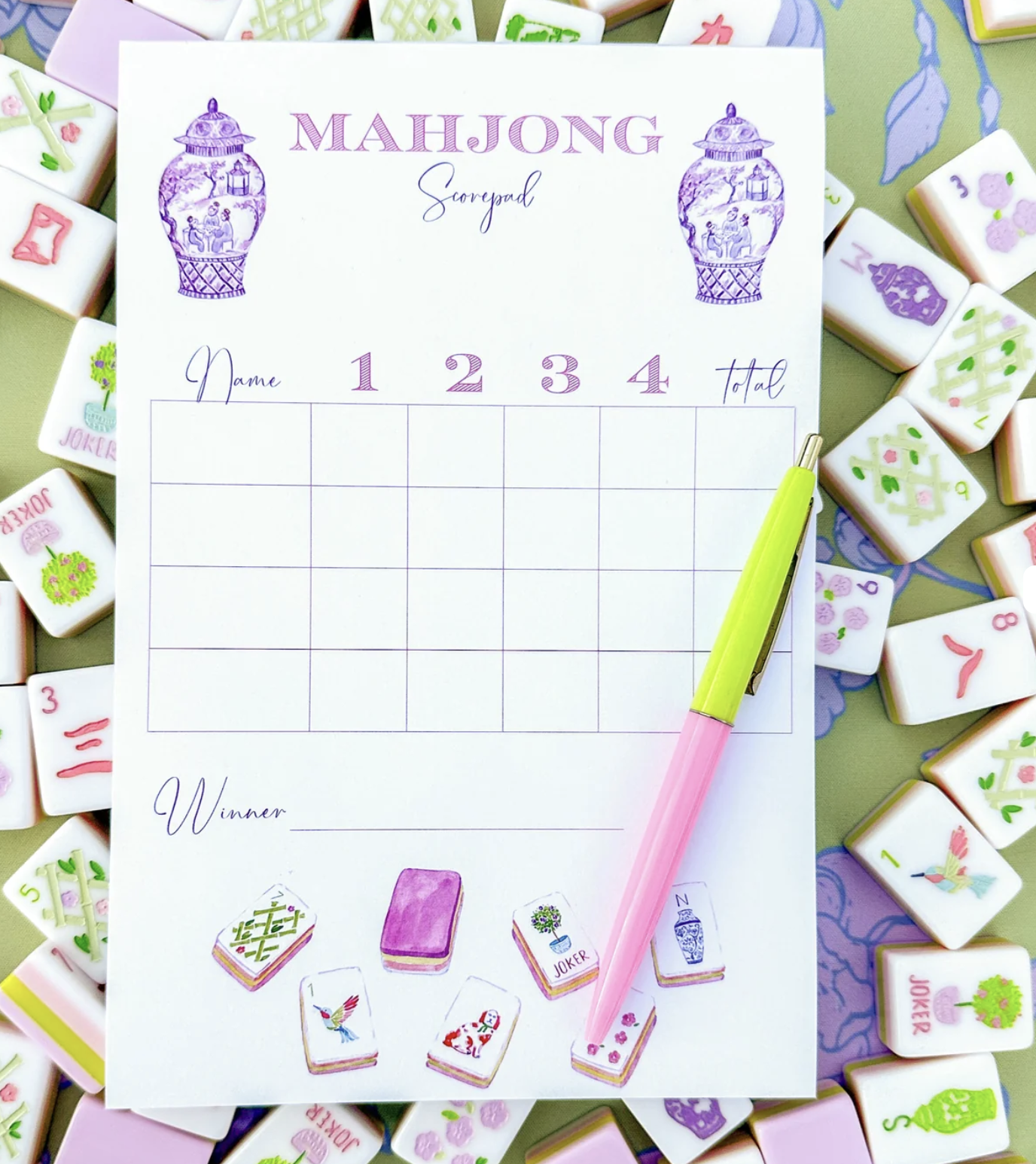 Mahjong Scorecard Pad