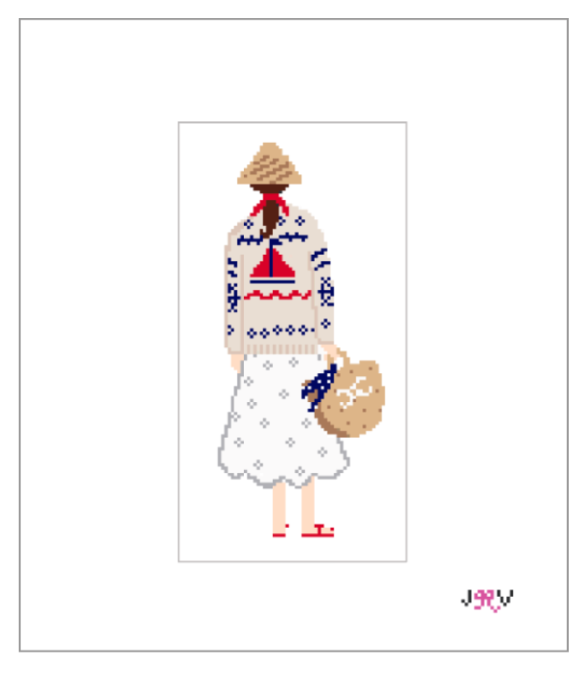 JV102 - Sailboat Girl Needlepoint Canvas