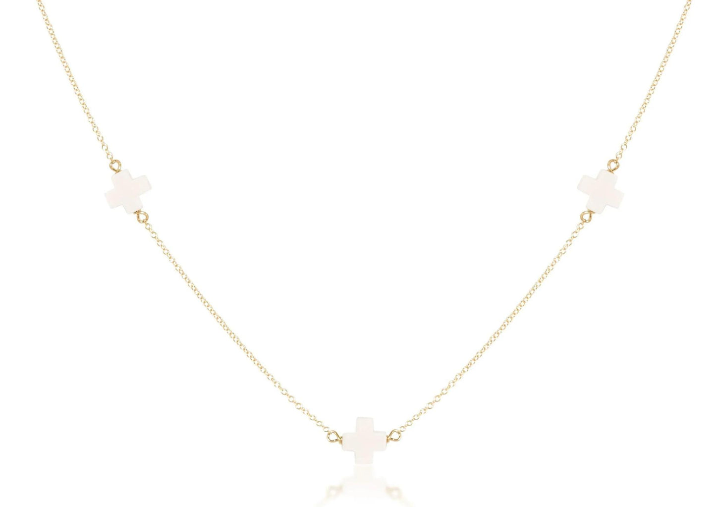 15" Choker Simplicity Chain Gold - Signature Cross Off-White