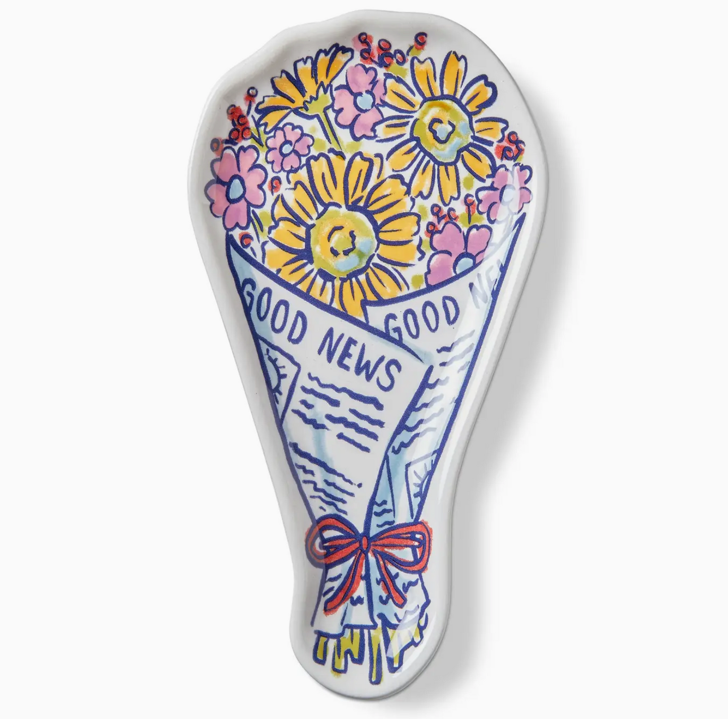 Newspaper Bouquet Trinket Dish Multi Ceramic Everyday