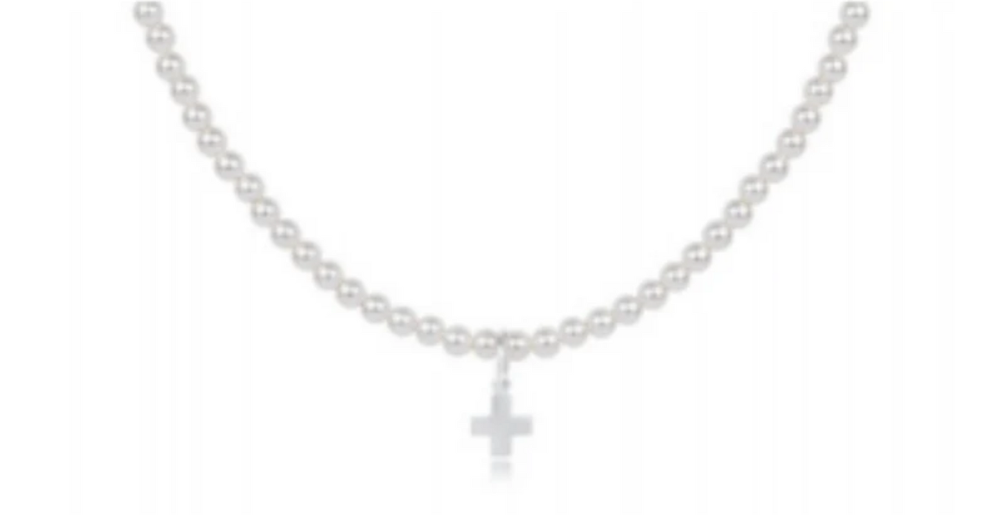 Choker Classic Sterling 3mm Bead- Signature Cross Sterling Charm
