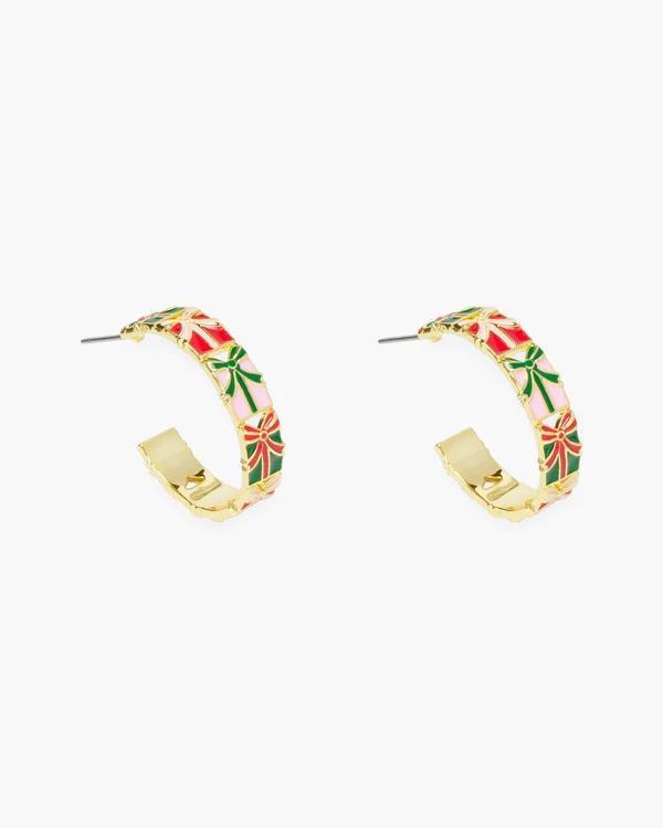 Gold Present Enamel Hoop Earrings