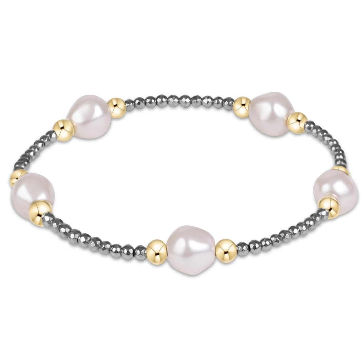 Purpose Admire Pearl 8mm Silver Faceted Hematite Bracelet