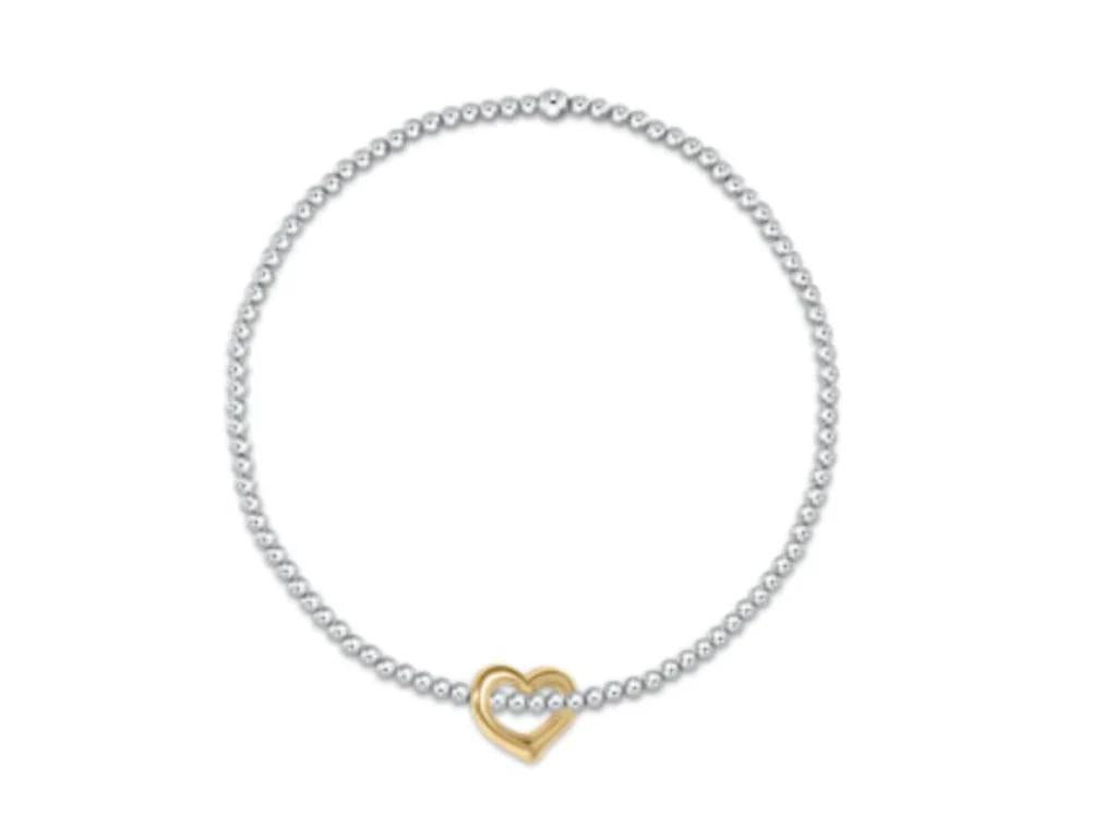 Enewton Extends - Classic Sterling Mixed Metal 2.5mm Bead Bracelet - Love Gold Charm
