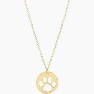 Egirl 14" Necklace Gold - Paw Print Gold Disc