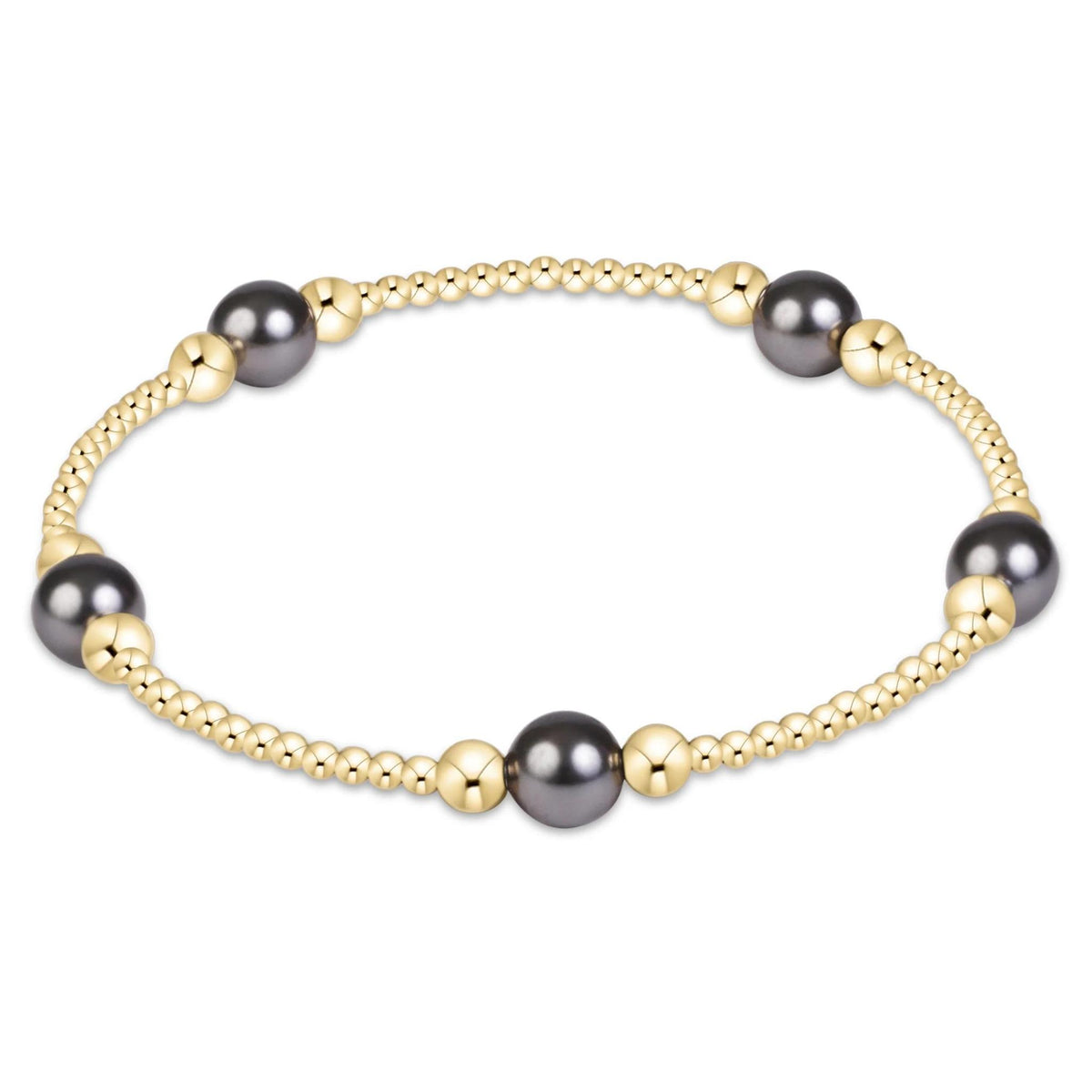 Purpose Pearl Dark Grey 6mm Gold Bracelet
