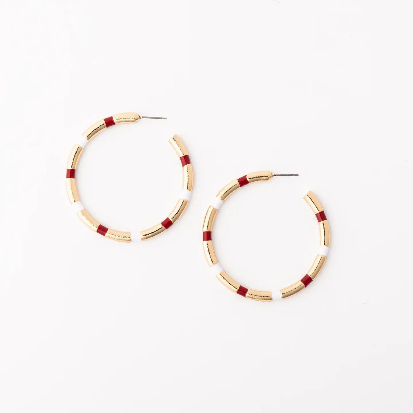 Earrings Nellie Crimson & White L