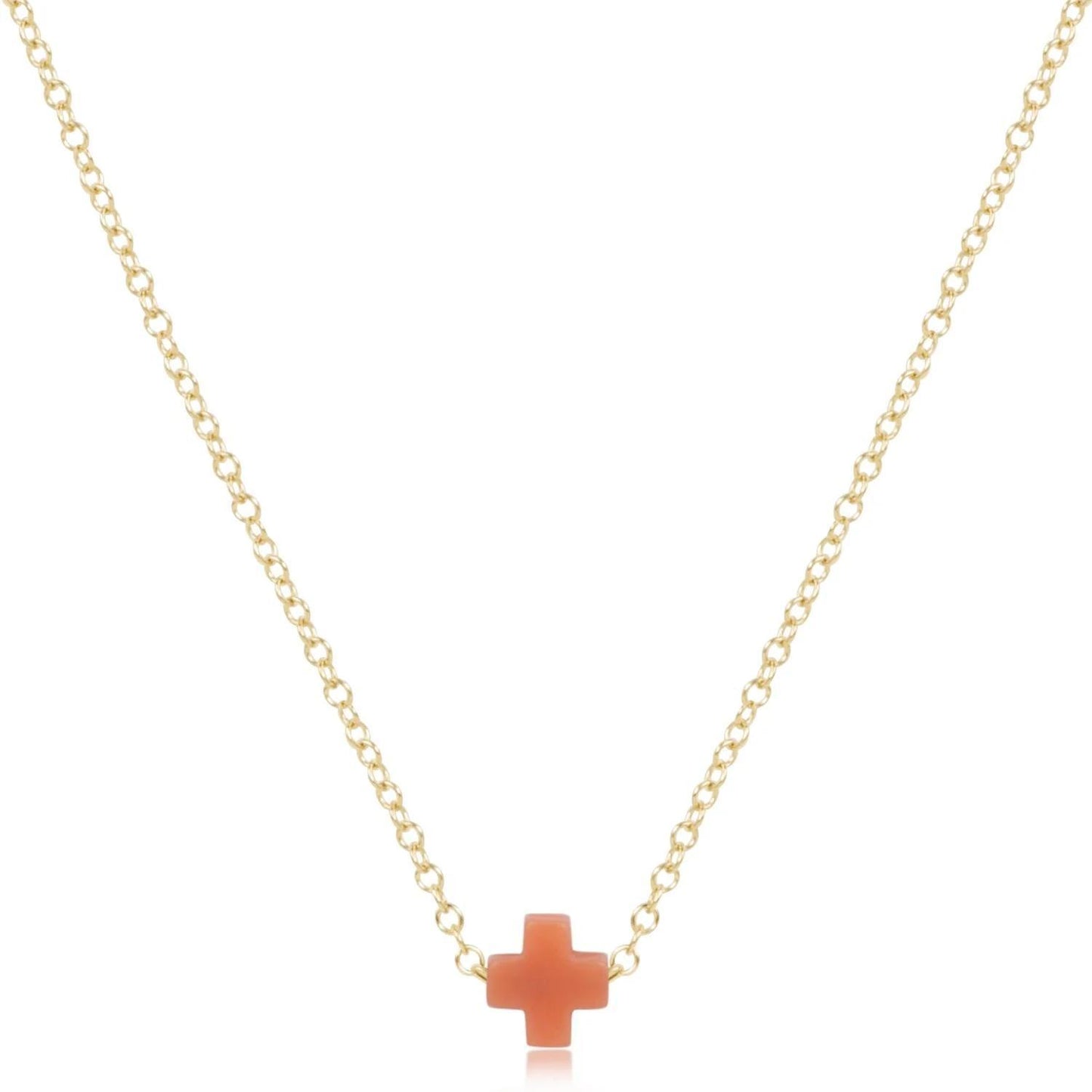 egirl 14" Necklace Gold- Signature Cross Small Coral