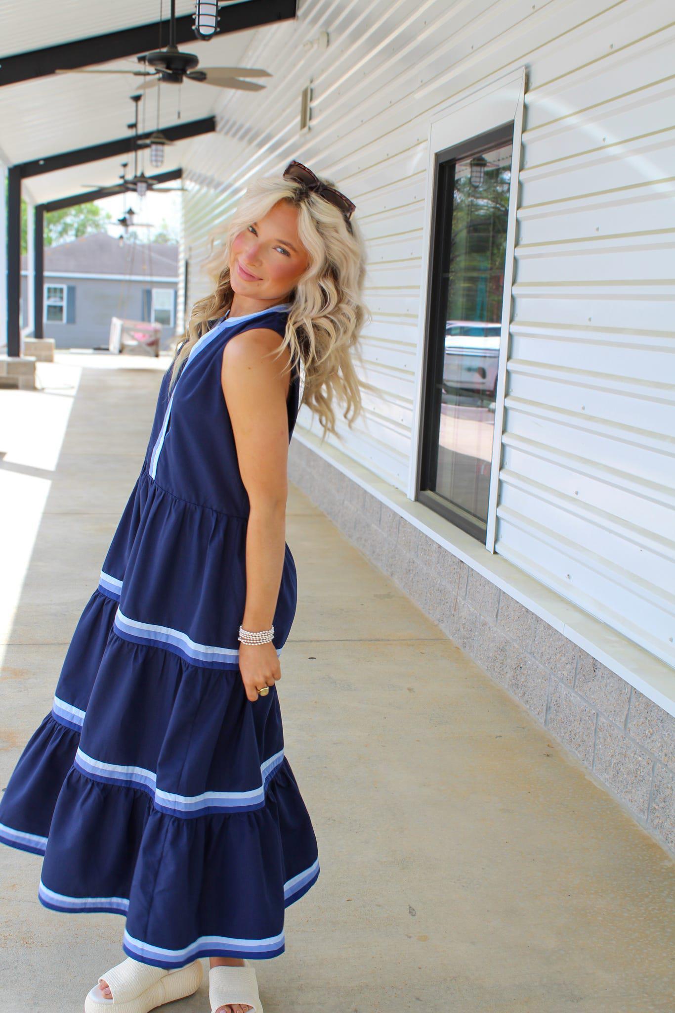 Nala Navy Midi Dress