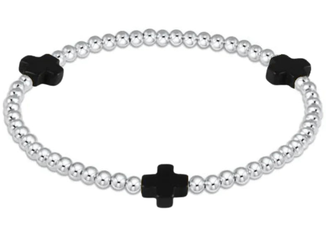 enewton Extends - Signature Cross Sterling Pattern 3mm Bead Bracelet - Onyx
