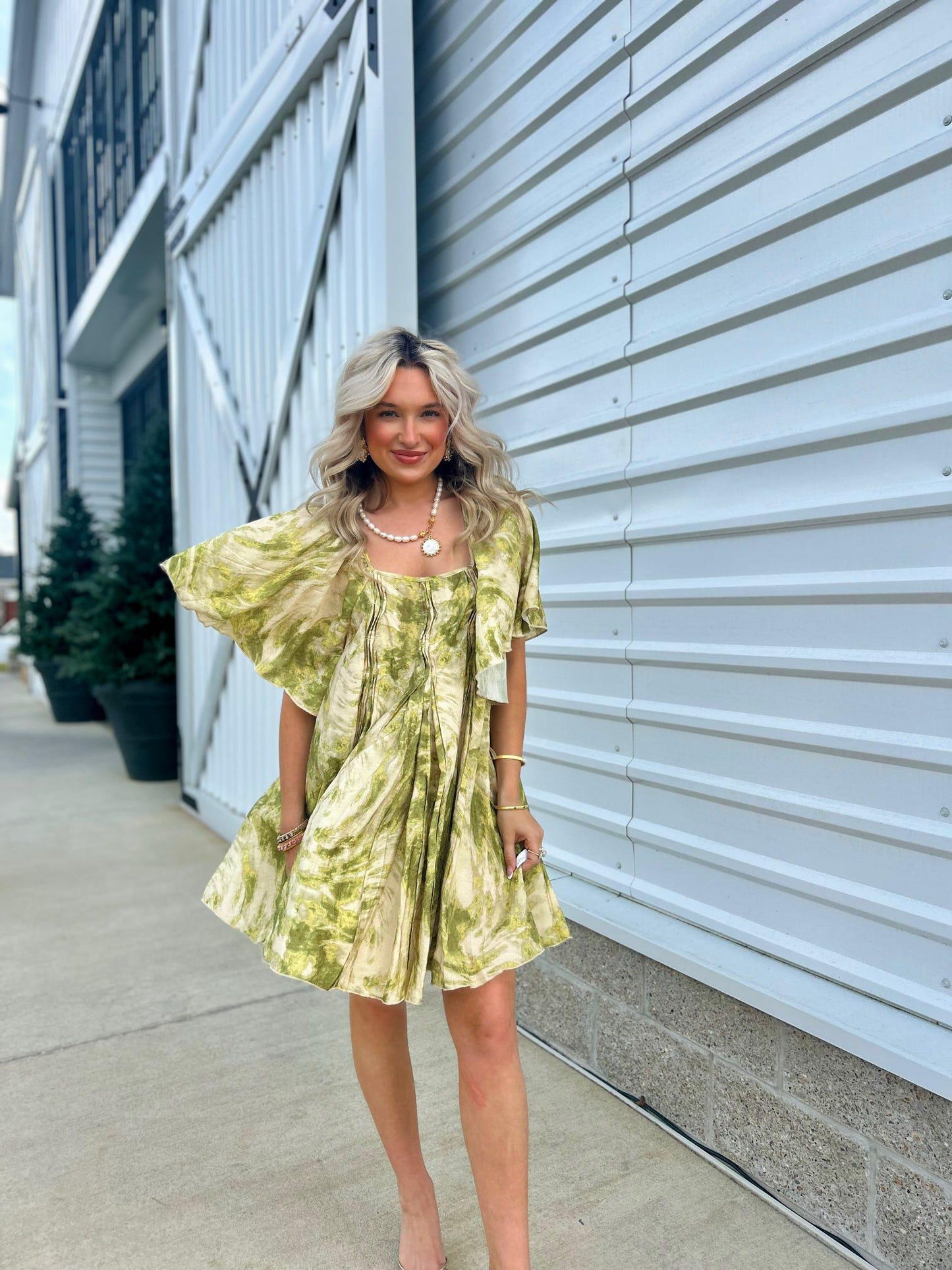 Pleated Accent Flow Dress