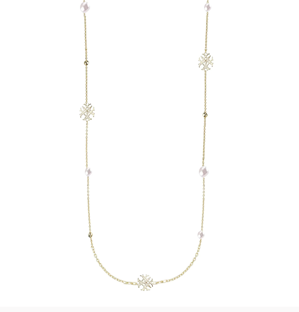 Adorned Pearl Logo Station Necklace