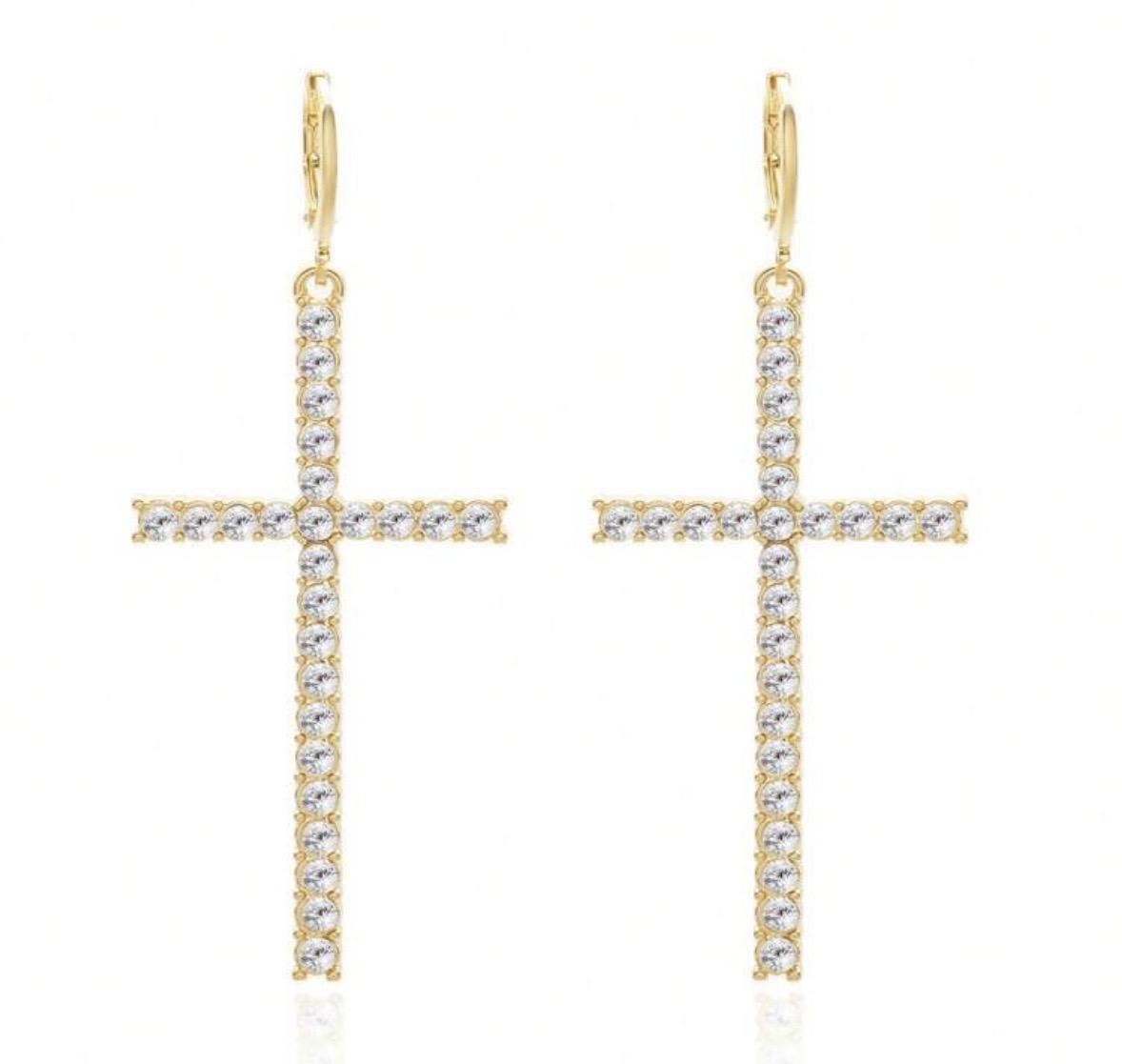 Tiny Gold Bead Cross Charms