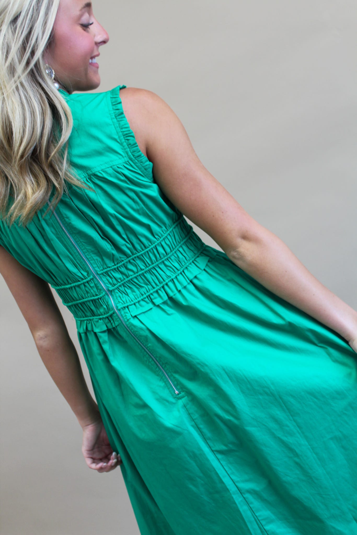 Evergreen Charm Smocked Midi Dress