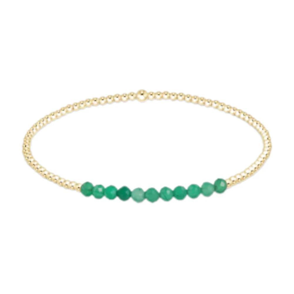 Enewton Gold Bliss 2mm Bead Bracelet- Green Onyx
