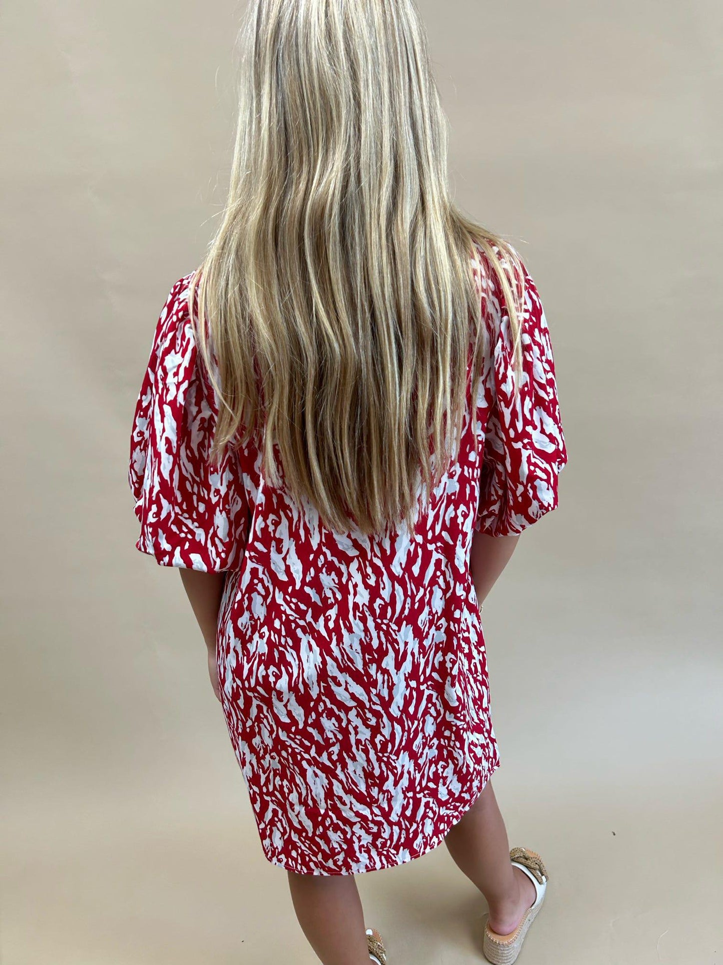 Dress Amelia Tiger Tail Maroon/White