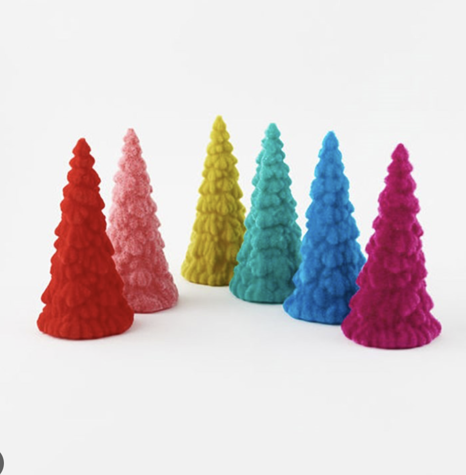 Flocked Display Tree, 6 Asst, PVC, 10''