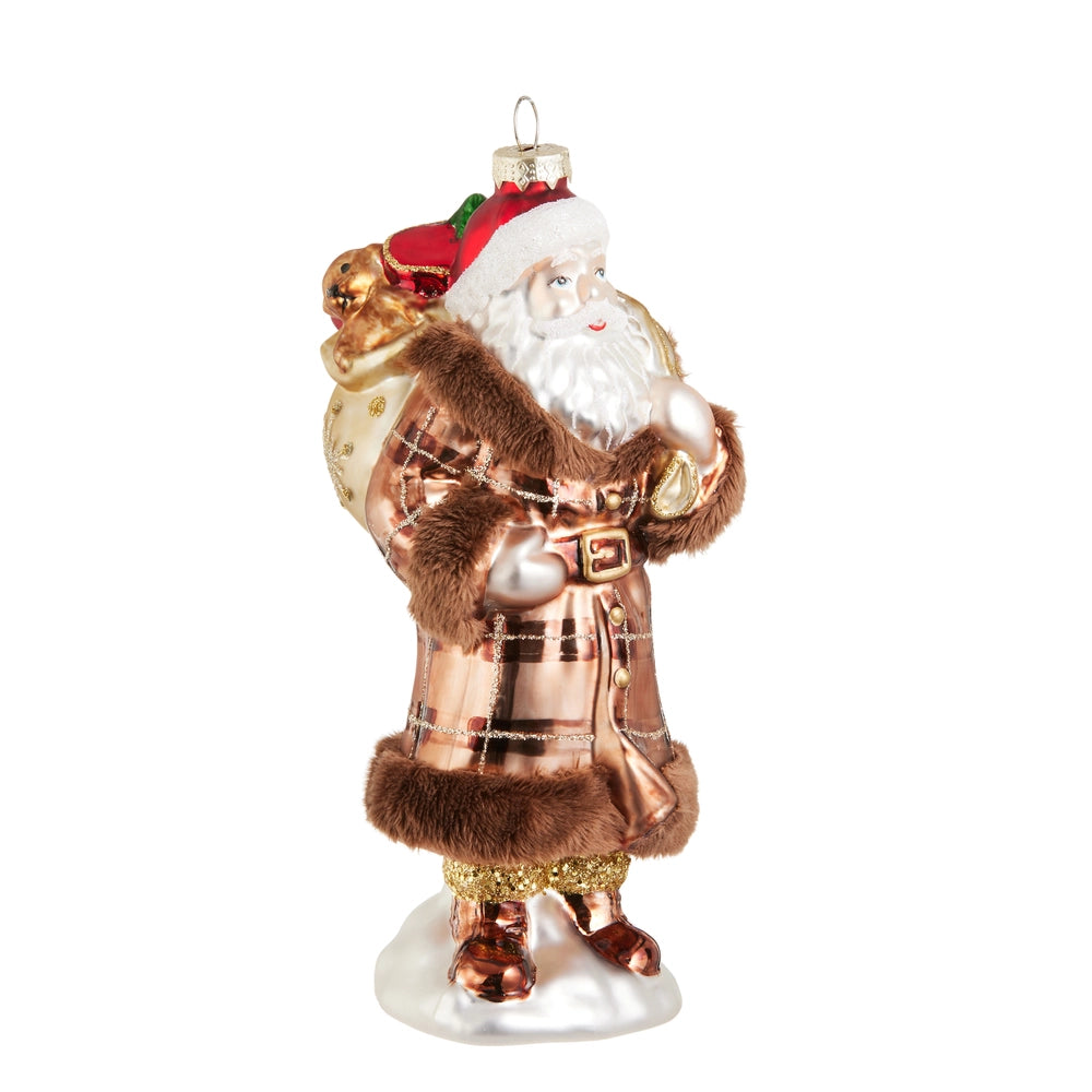 Plaid Santa Ornament