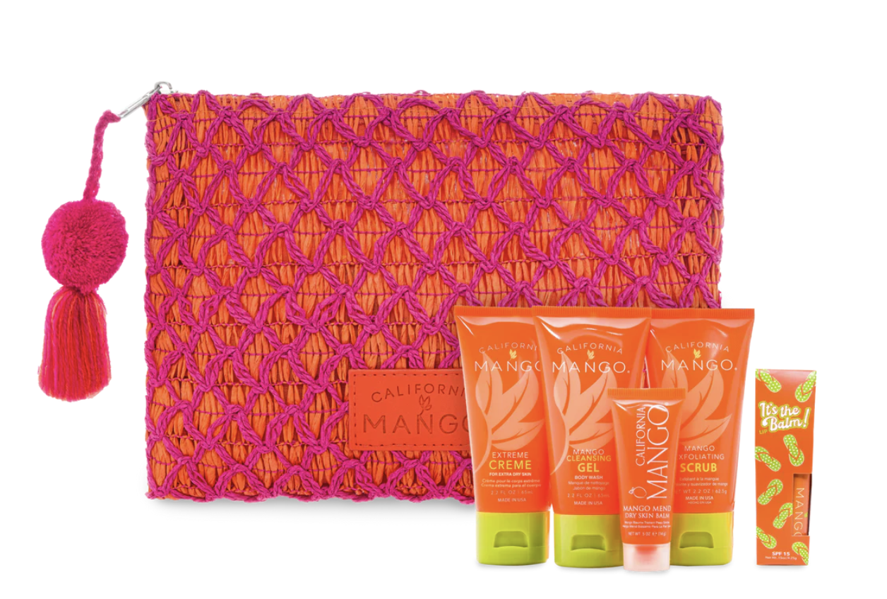 Mini Beach Vibes Rafia Clutch 6-Pc Travel Kit