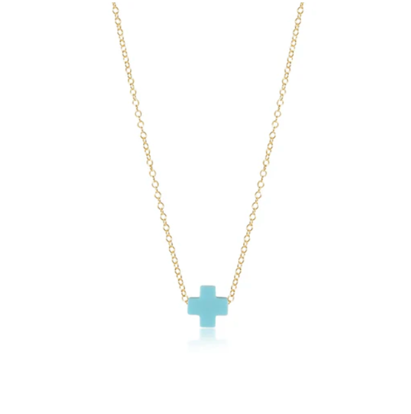 egirl 14" Necklace Gold - Signature Cross Turquoise