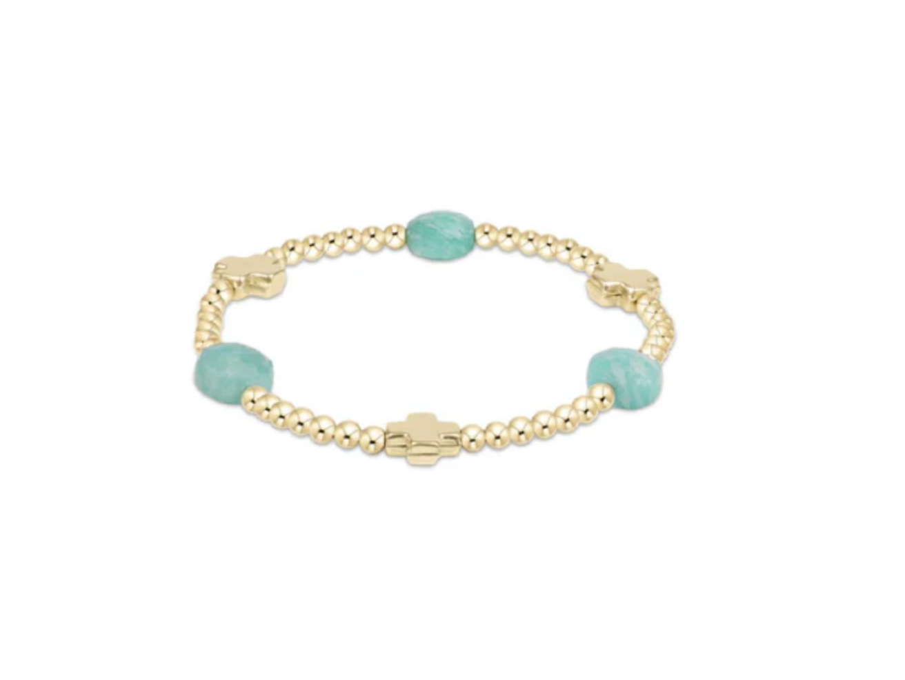 Signature Cross Admire Gold Pattern 3mm Bead Bracelet