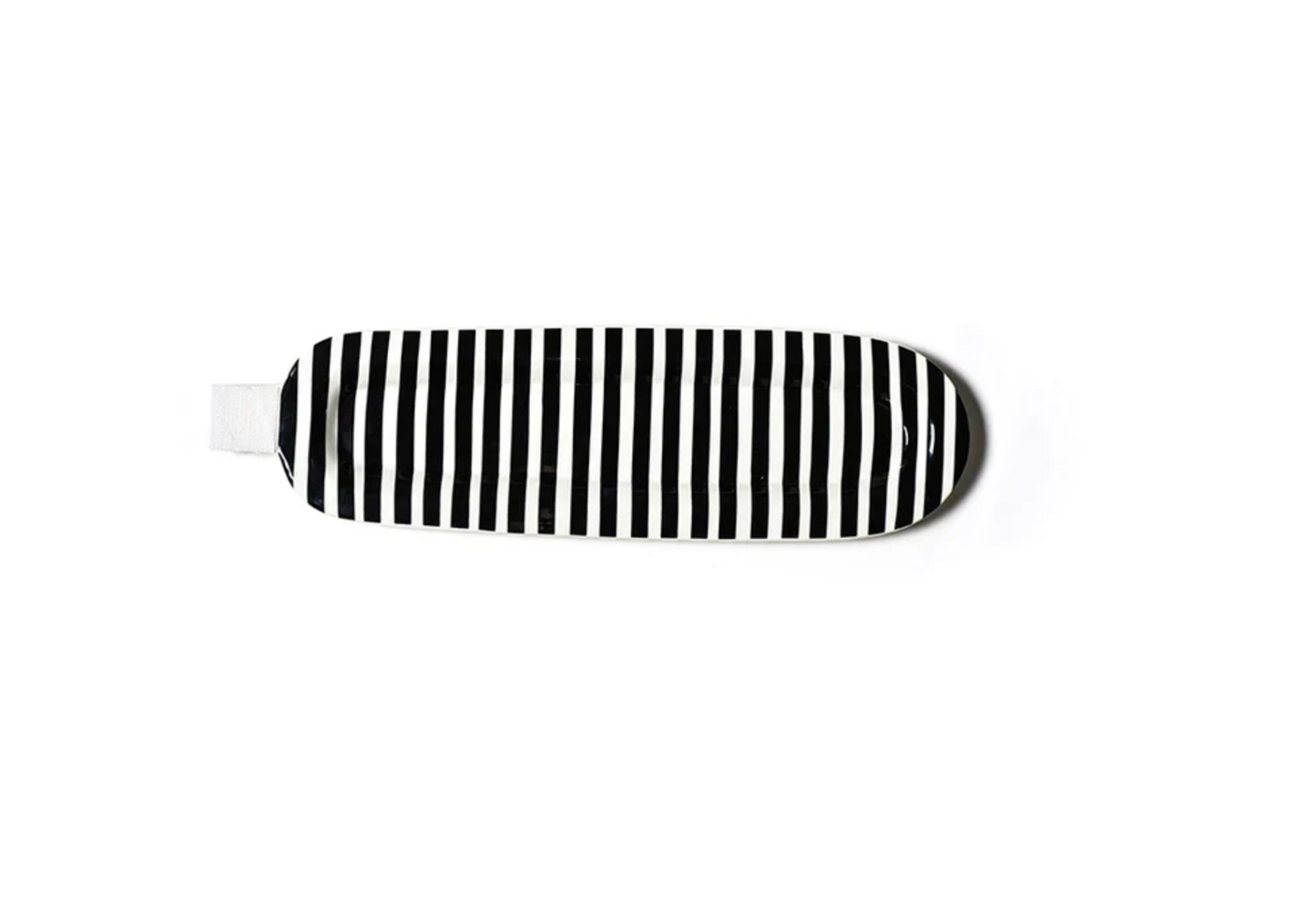 Black Stripe Mini Skinny 17 Oval Entertaining Tray