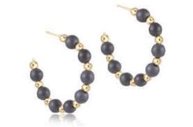 Enewton Beaded Grateful 1.25" Post Hoop- Hematite