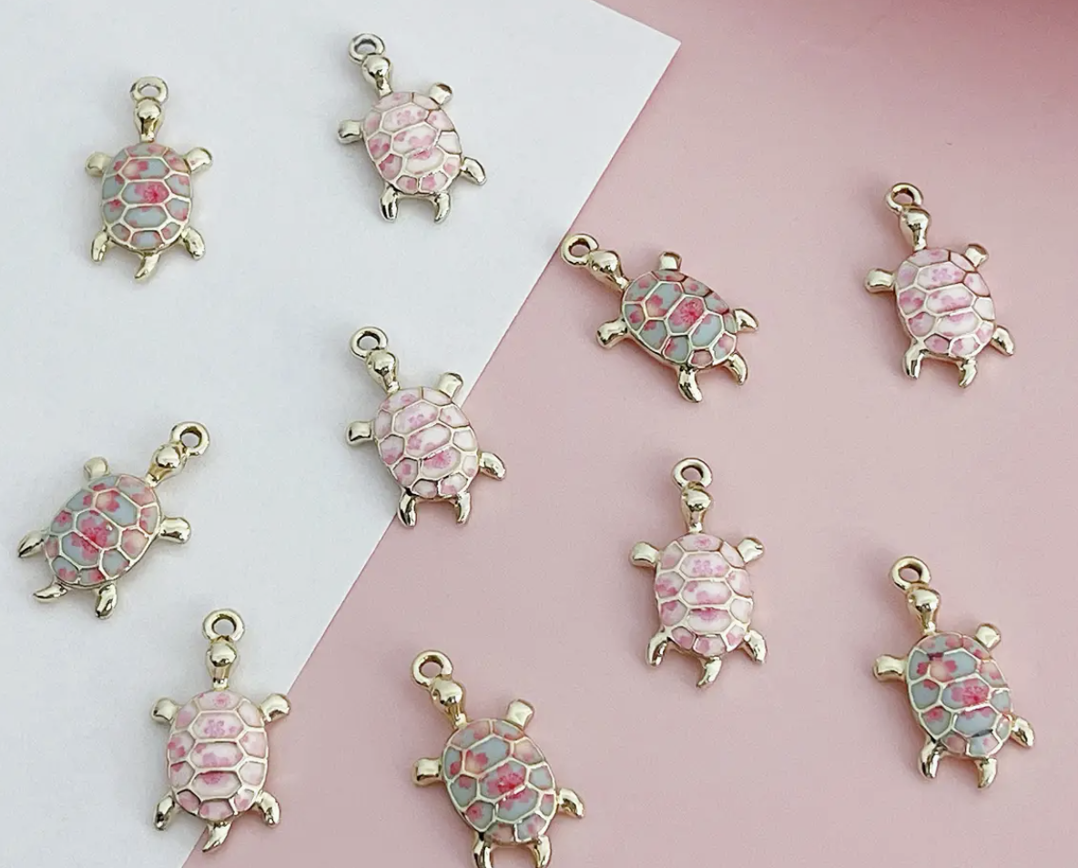 Floral Turtle Charms