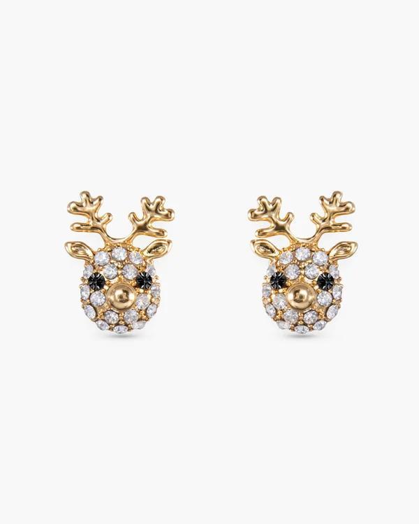 Gold Reindeer Stud Earrings