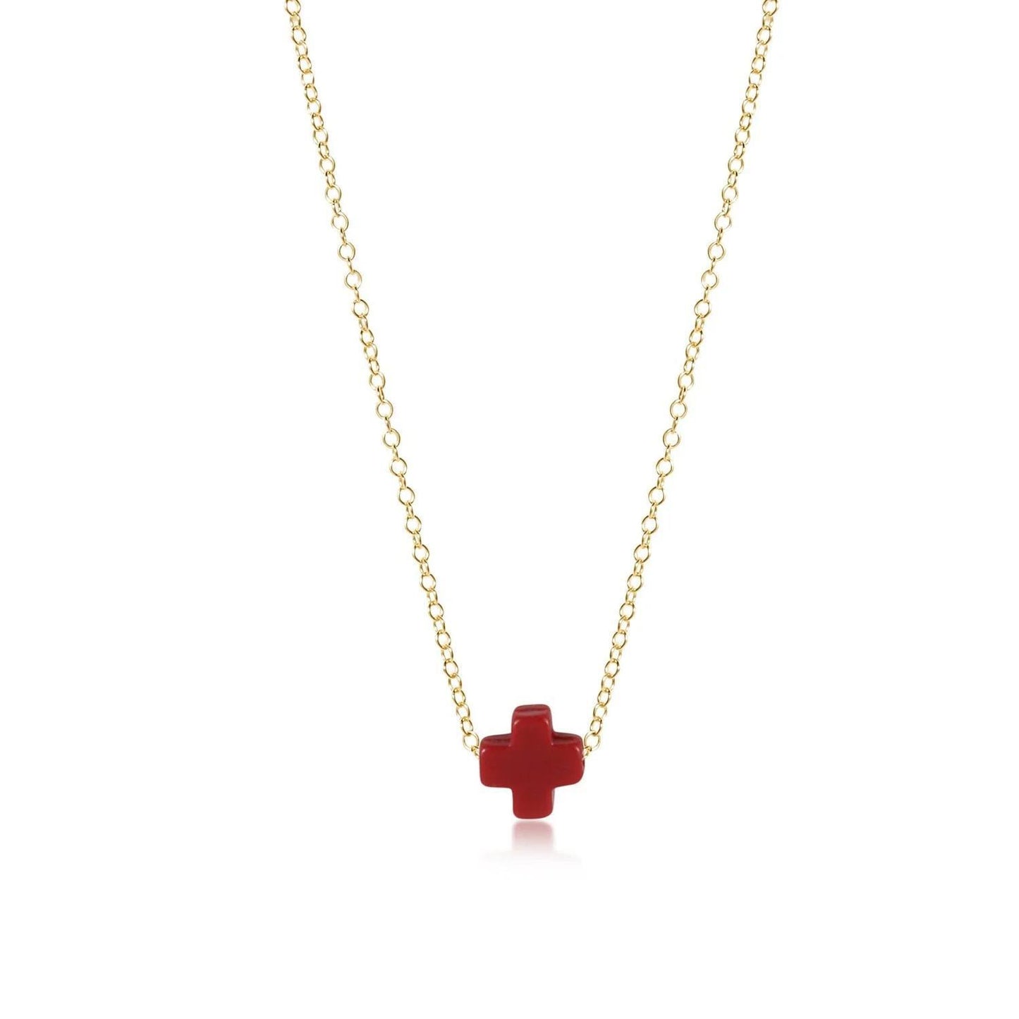 egirl 14" Necklace Gold- Signature Cross Small Red
