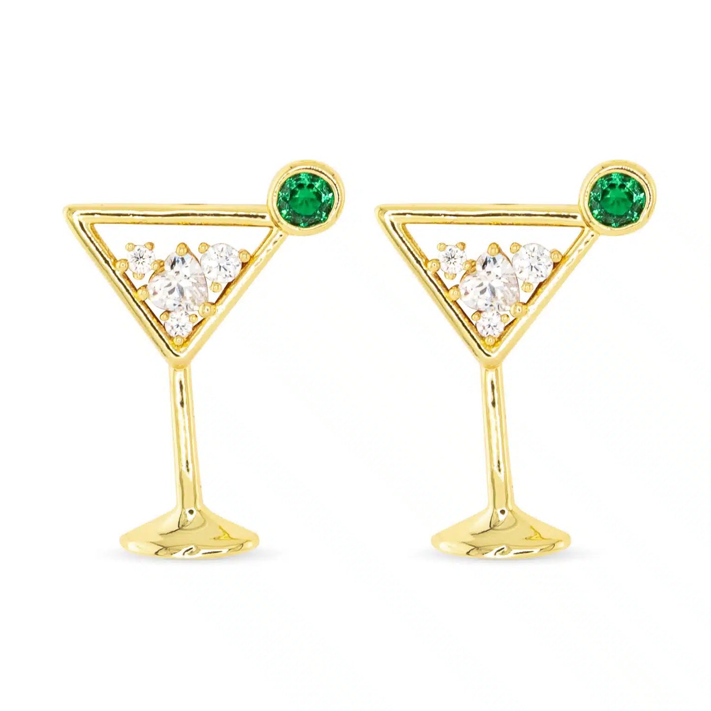 Gold CZ Dirty Martini Earrings