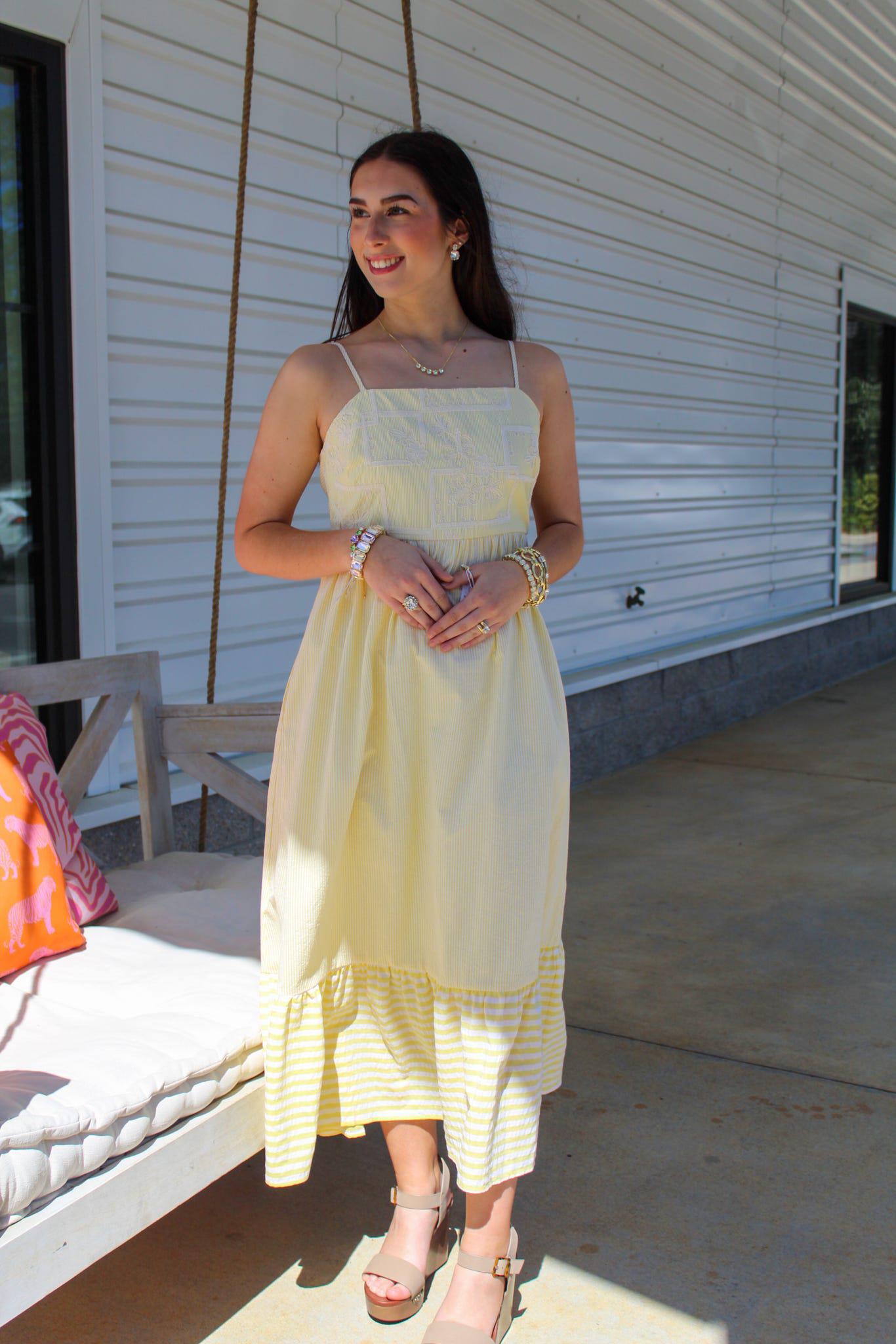 Presley Pastel Embroidered Midi Dress Presley Pastel Embroidered Midi Dress