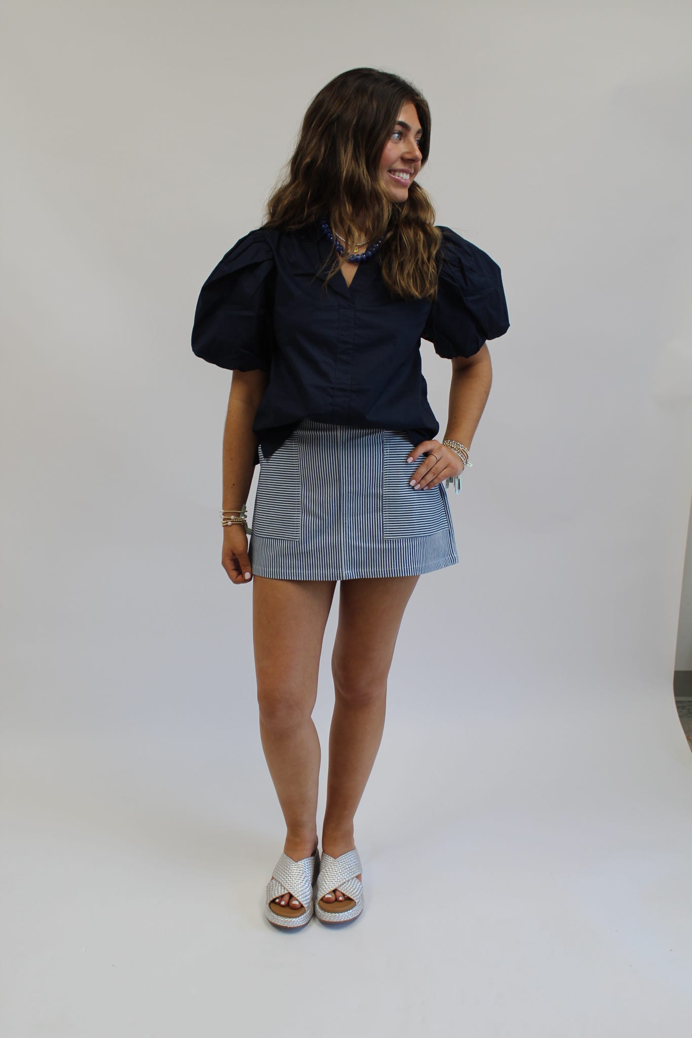 Dockside Darling Denim Stripe Skort