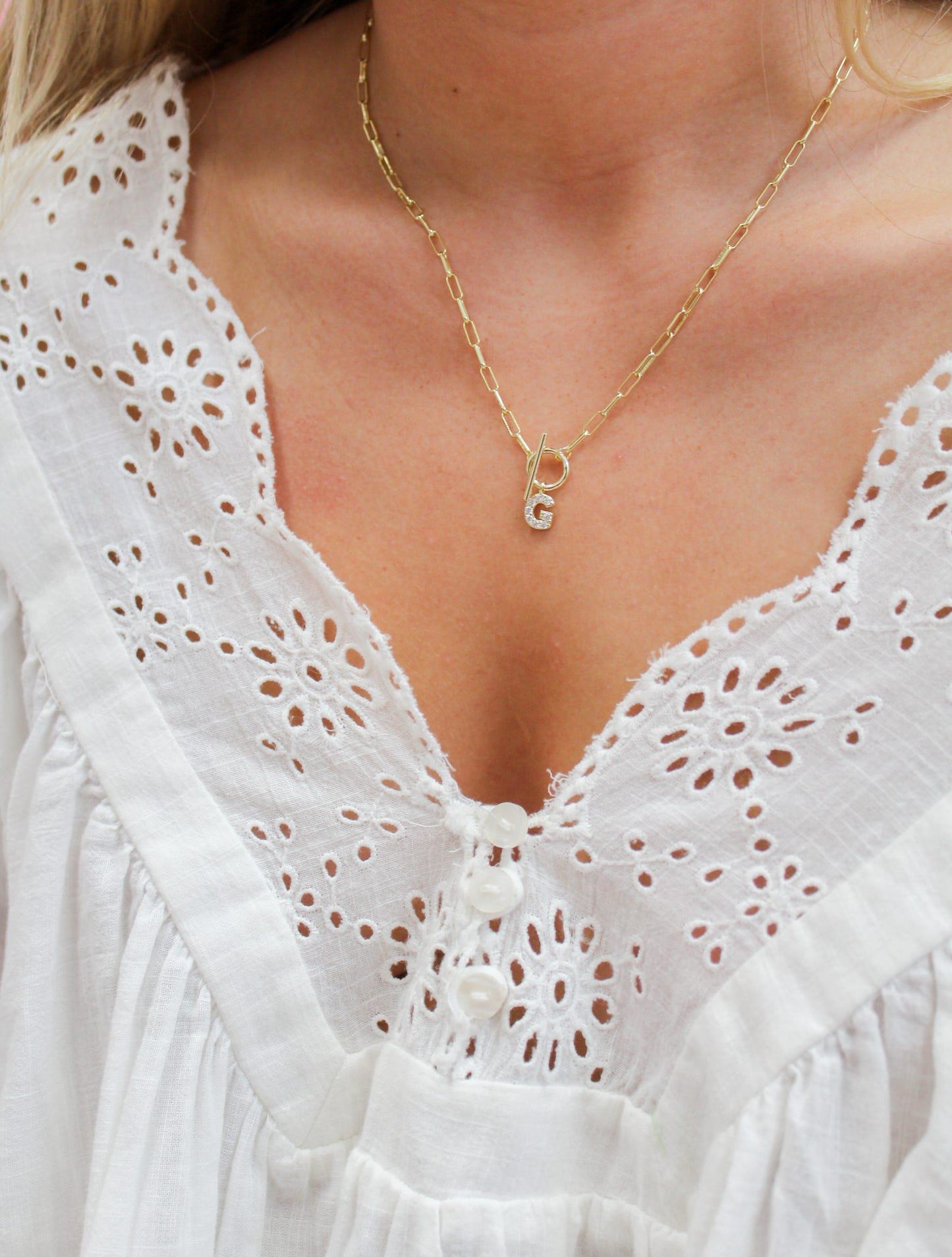 Sparkle Mini Toggle Initial Necklace