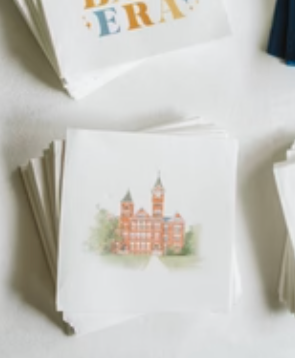 Auburn Samford Hall watercolor napkin pack, Collegiate, Game