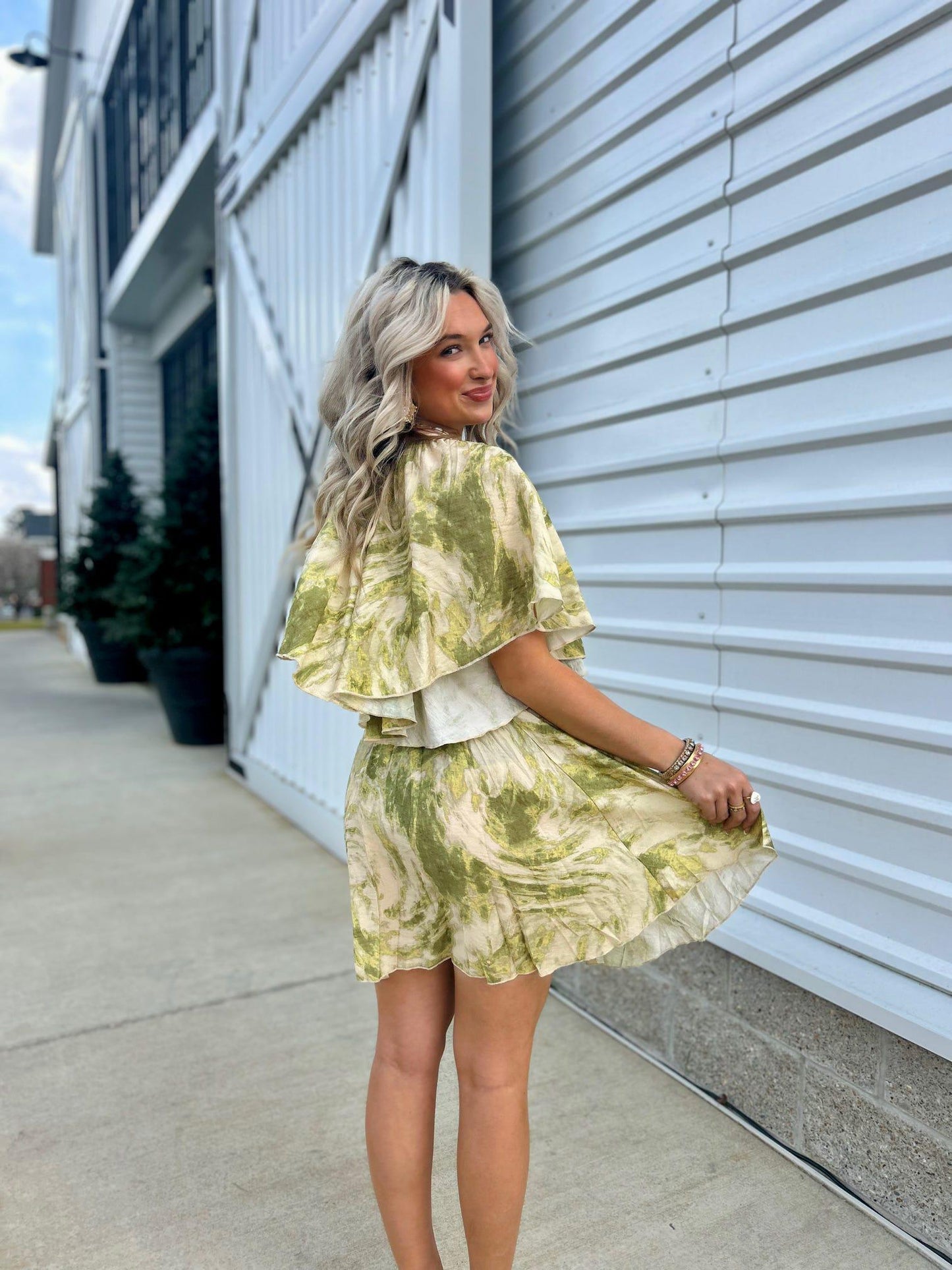 Pleated Accent Flow Dress