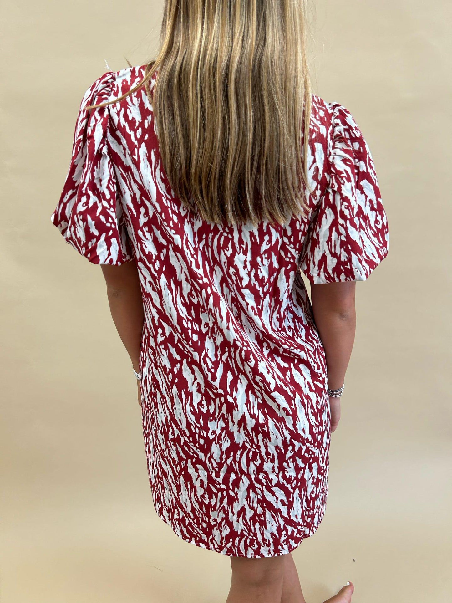 Dress Amelia Tiger Tail Crimson/White