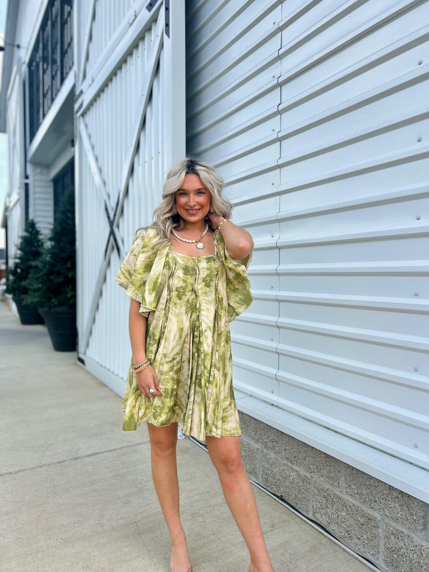 Pleated Accent Flow Dress
