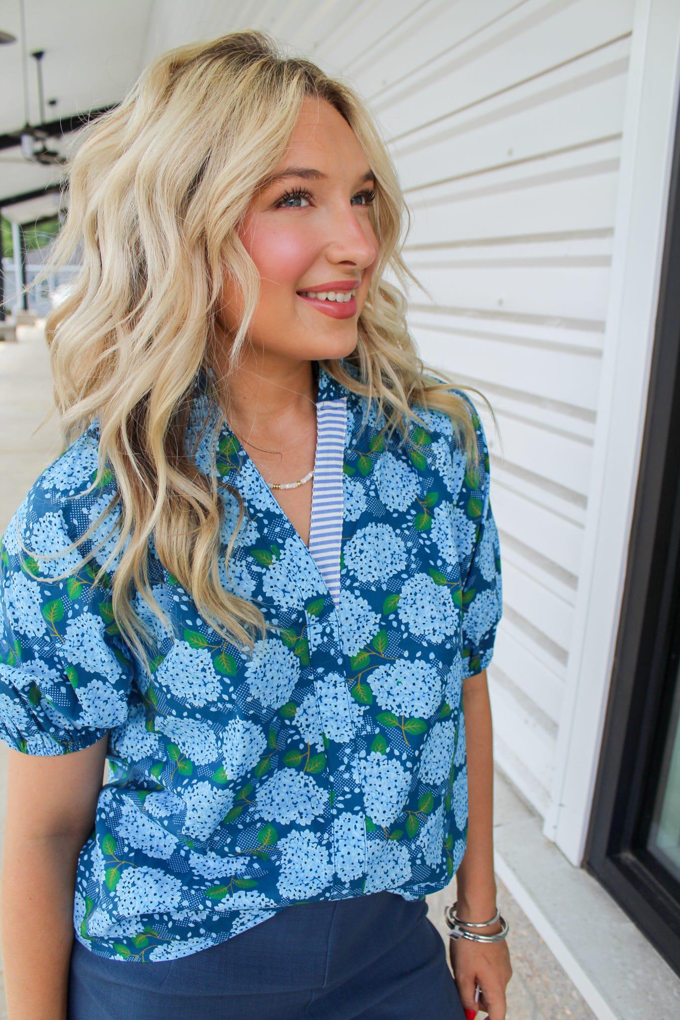 Felicity Floral Blue Top