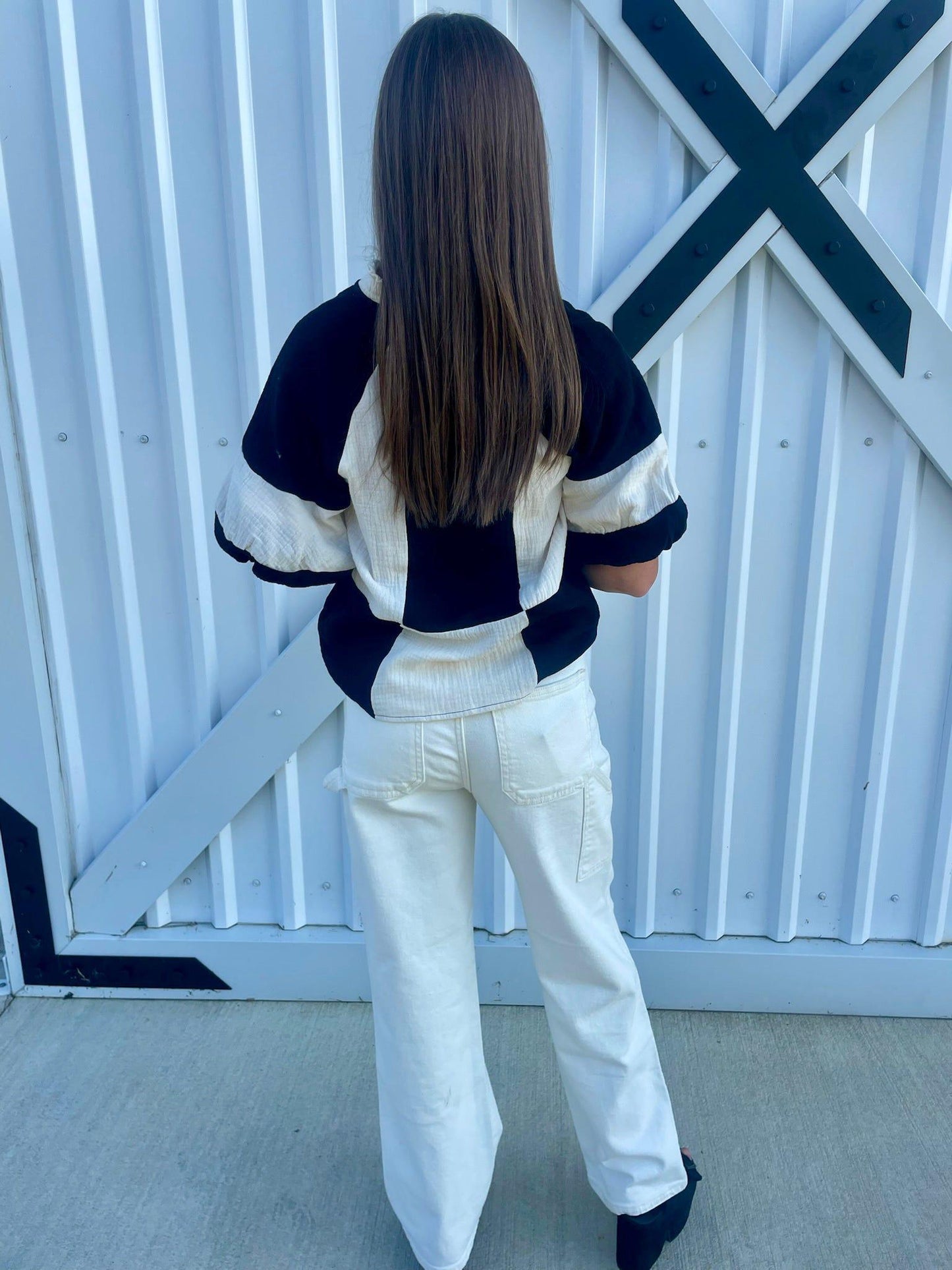 Puff Sleeve Colorblock Top