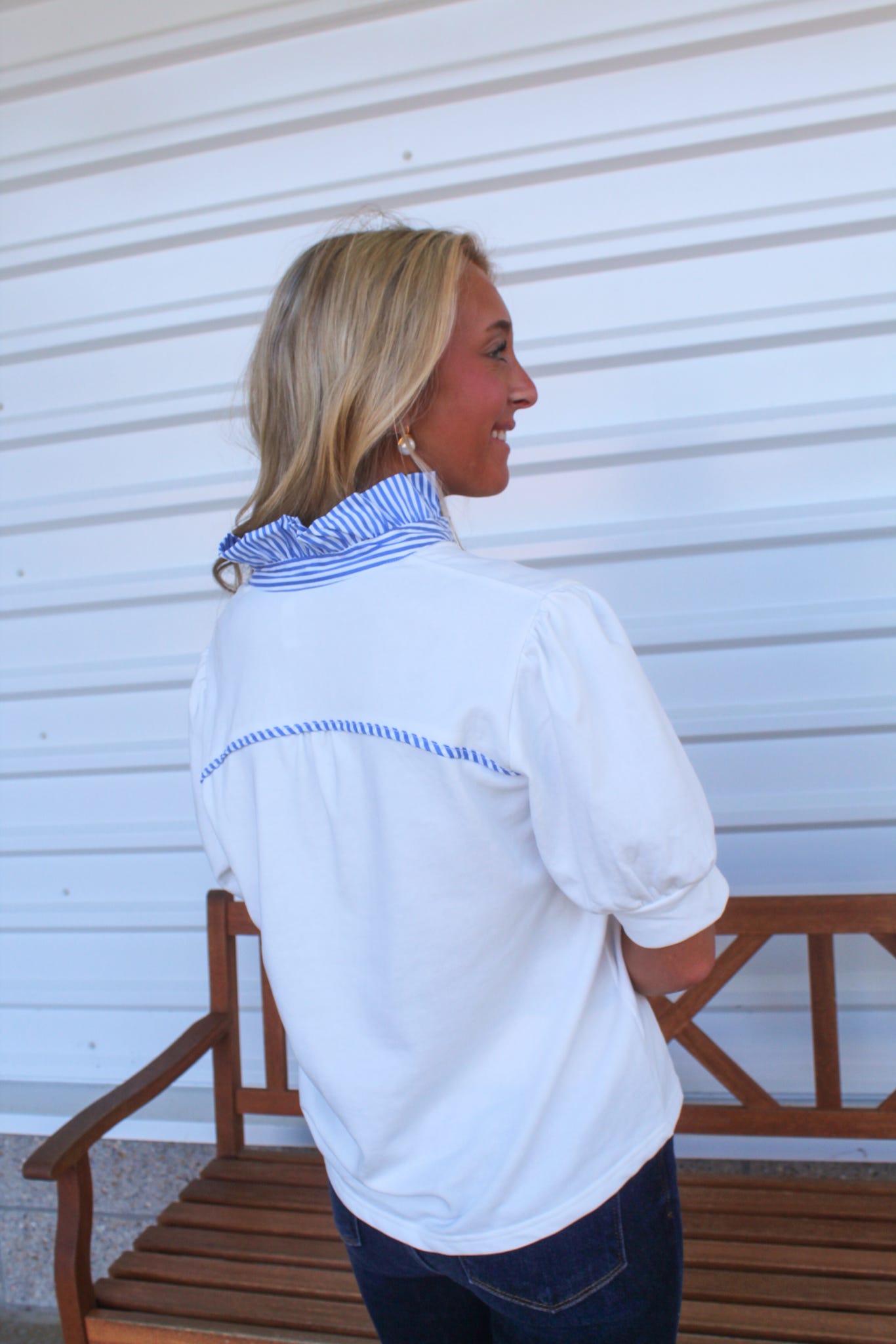 Coastal Prep Puff Sleeve Top