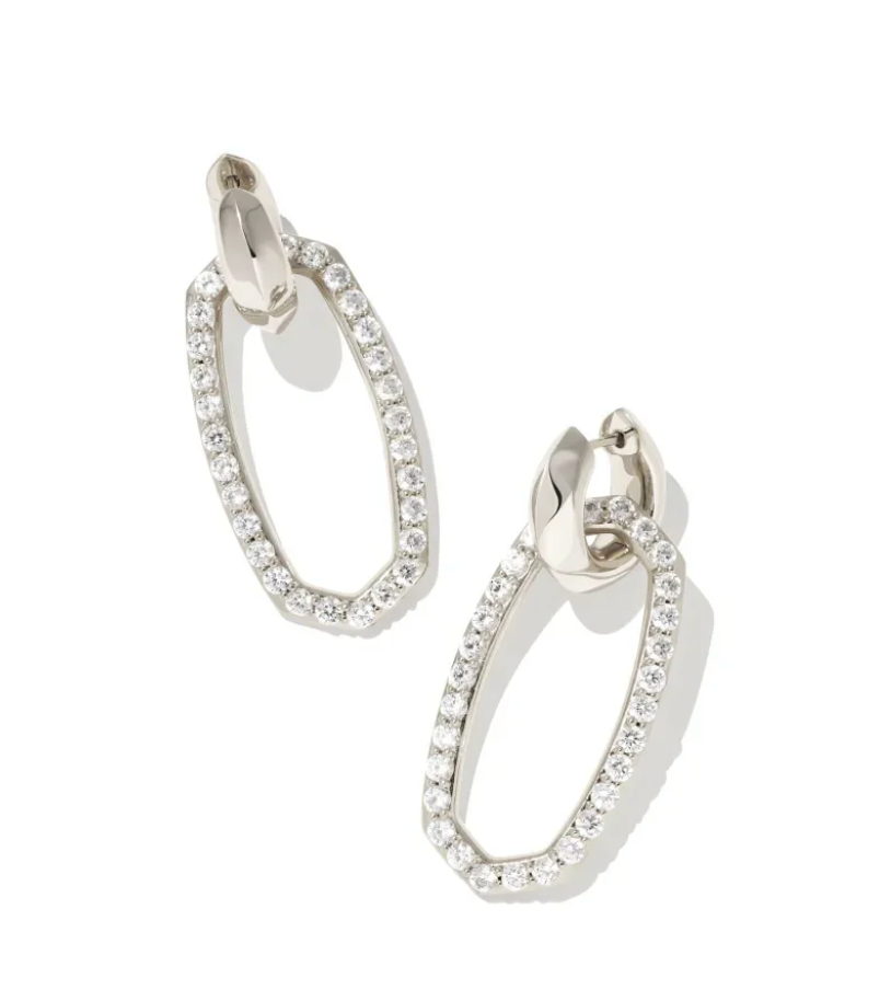 DANIELLE LINK EARRINGS RHODIUM WHITE CRYSTAL