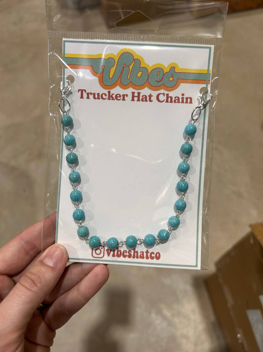 Turquoise Beaded Trucker Hat Chain