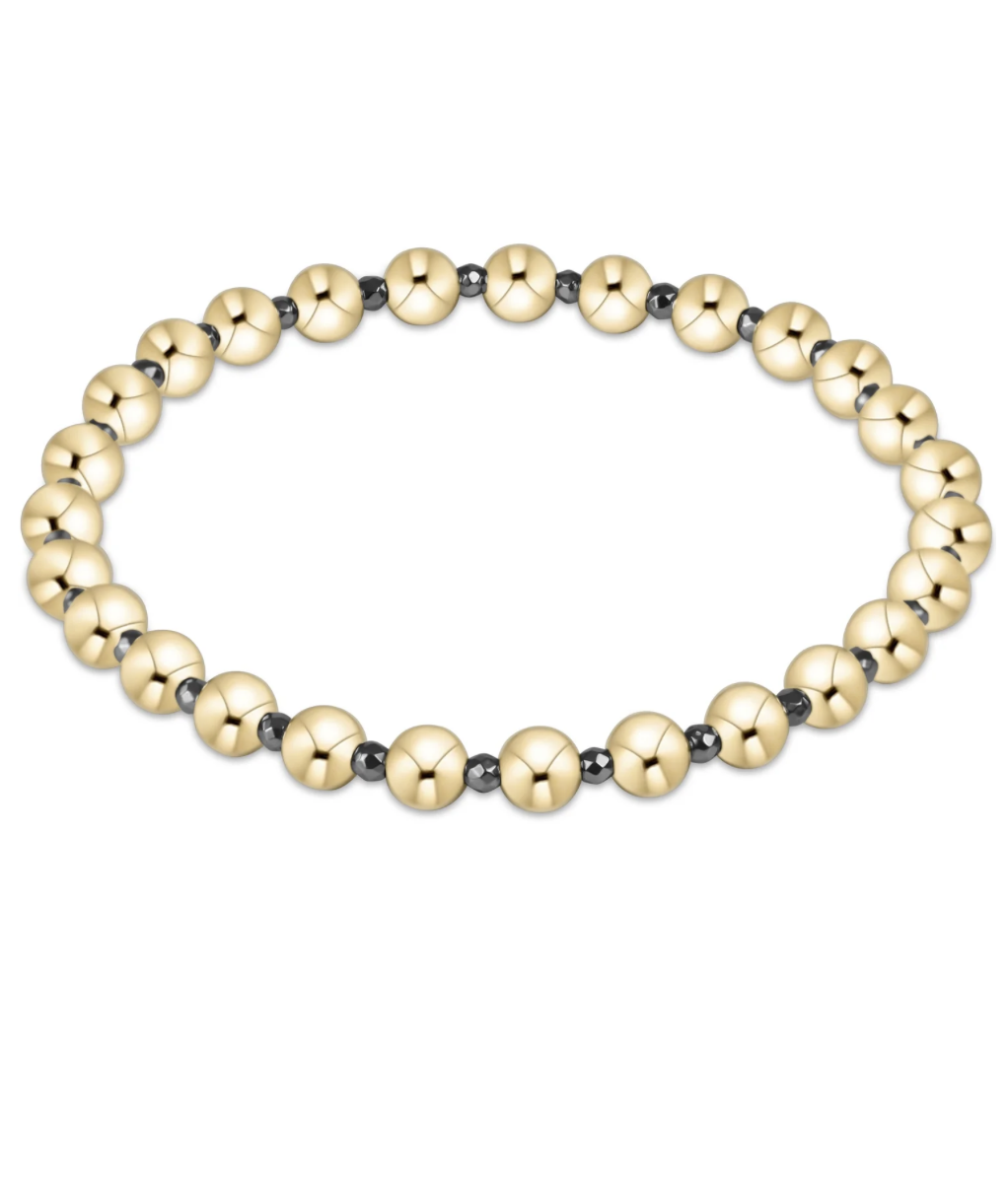 Silver Faceted Hematite Grateful Pattern 5mm Bead Bracelet